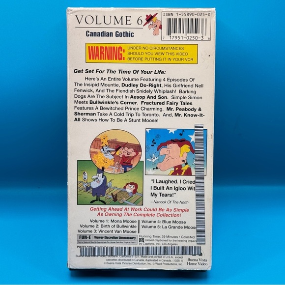 Rocky & Bullwinkle VHS Vol. 6 Canadian Gothic Tested w/Sleeve Vintage 1991 - Picture 5 of 8